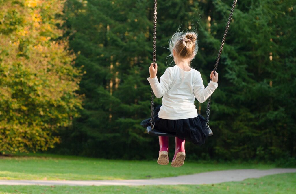 Sopivatko arvoni ajan henkeen? girl, swing, rocking, autumn, fall, green, trees, nature, young, play, fun, playground, happy, swinging, leisure, person, child, childhood, cheerful, little, outdoor, cute, green happy, green tree, green rock, green happiness, green fun